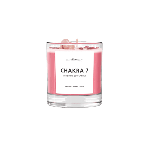 Chakra 7 Strawberry Quartz Gemstone Candle - Emily Zen Goddess
