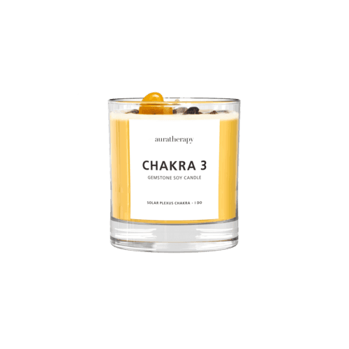 Chakra 3 Tiger Eye Gemstone Candle - Emily Zen Goddess