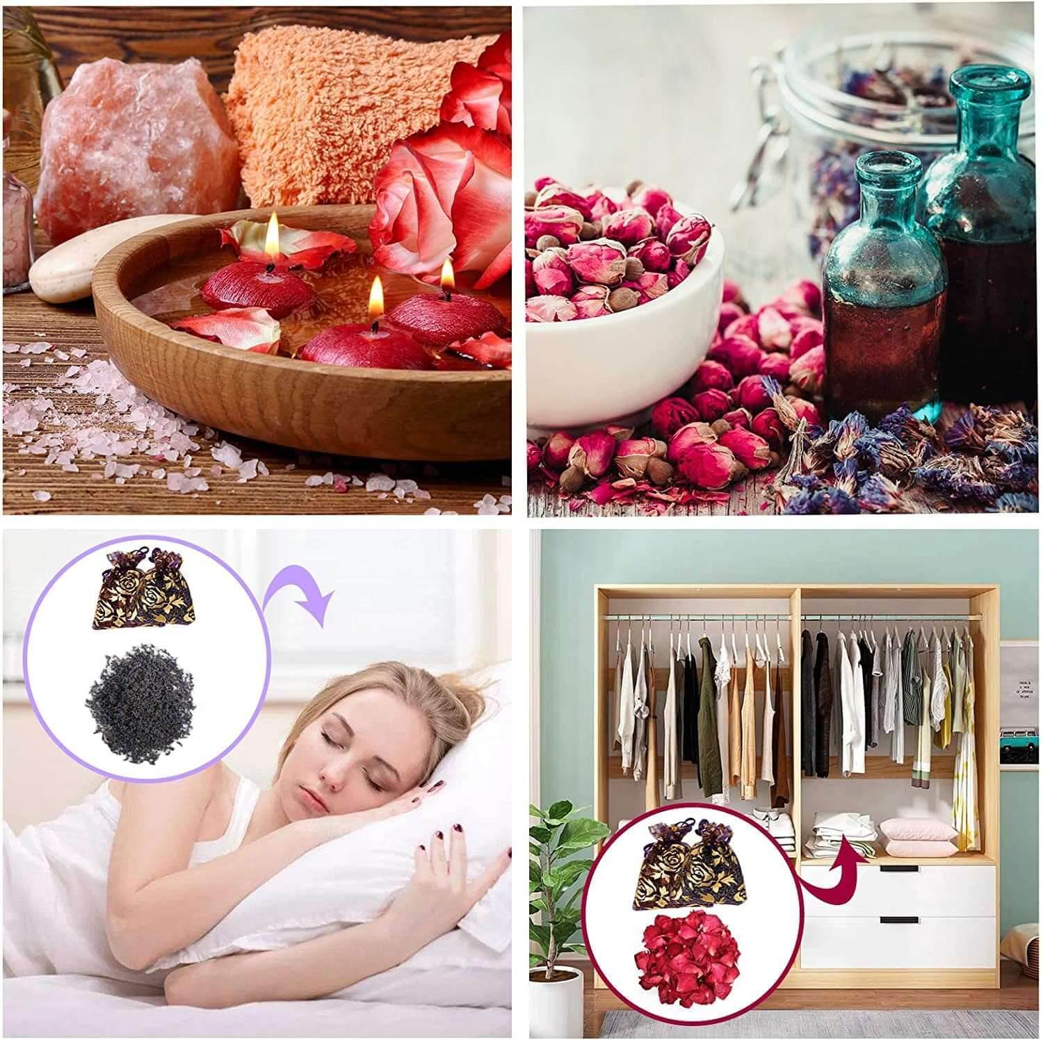 24 Bags Dried Flowers,100% Natural Dried Flowers Herbs Kit for Soap Making, DIY Candle Making,Bath - Include Rose Petals,Lavender,Don'T Forget Me,Lilium,Jasmine,Rosebudsand More - Emily Zen Goddess