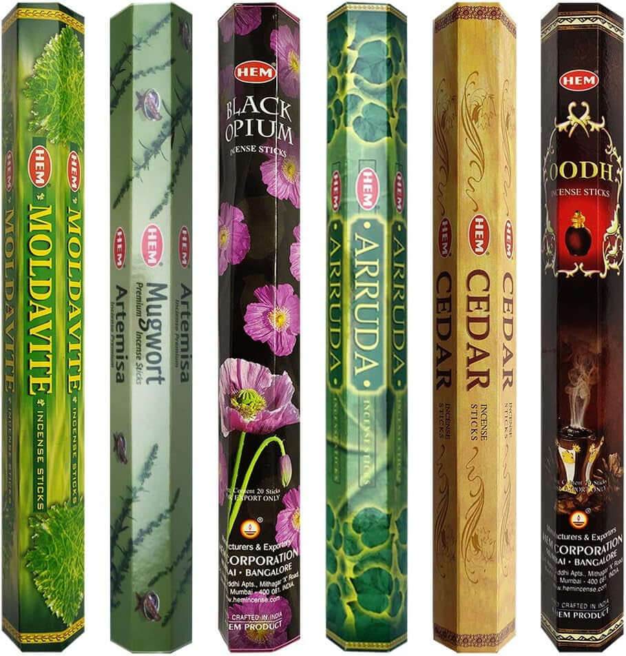 Hem Incense Sticks Variety with Leafy Fragrance Bundle & Elegant Holder - Emily Zen Goddess