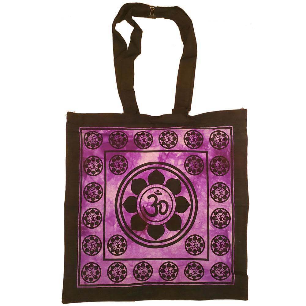 Aum Sanskrit Symbol Lotus Chakra Tie Dye Market Tote Bag Canvas - Emily Zen Goddess