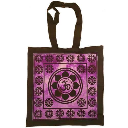 Aum Sanskrit Symbol Lotus Chakra Tie Dye Market Tote Bag Canvas - Emily Zen Goddess