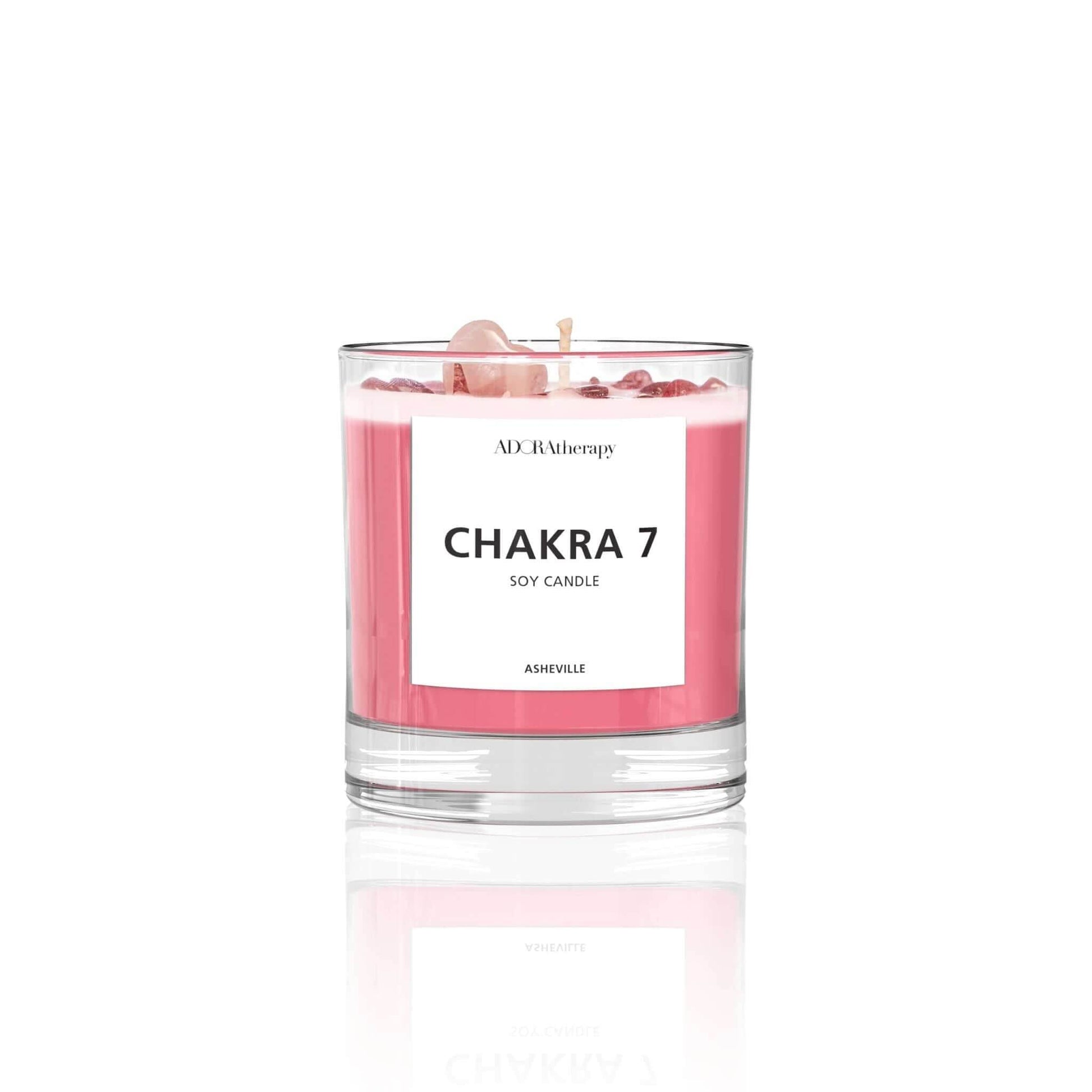 Chakra 7 Strawberry Quartz Gemstone Candle - Emily Zen Goddess
