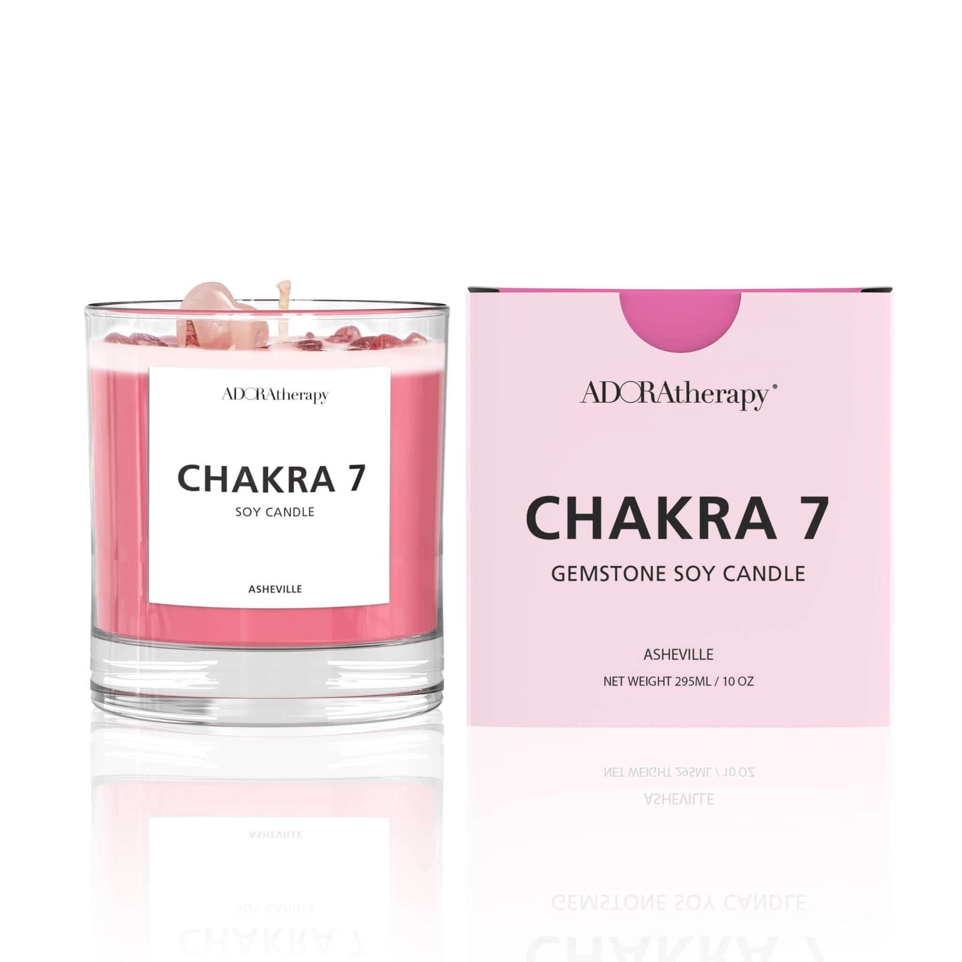 Chakra 7 Strawberry Quartz Gemstone Candle - Emily Zen Goddess