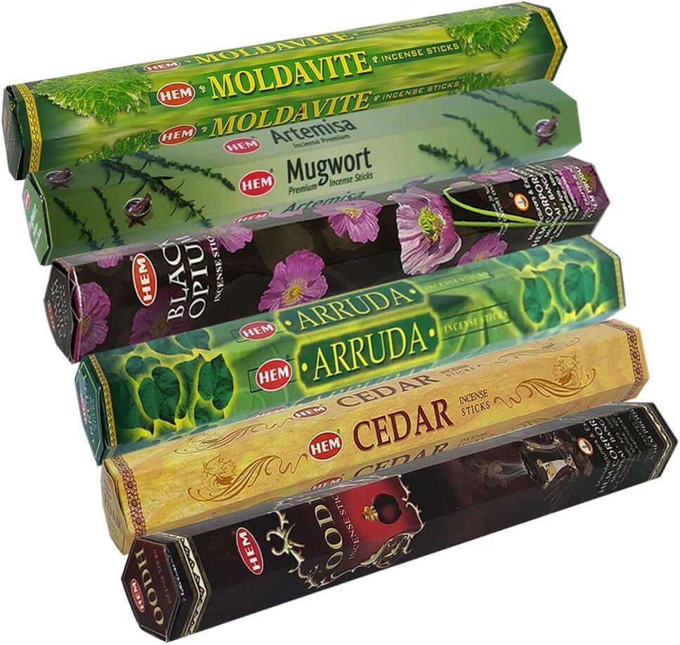 Hem Incense Sticks Variety with Leafy Fragrance Bundle & Elegant Holder - Emily Zen Goddess